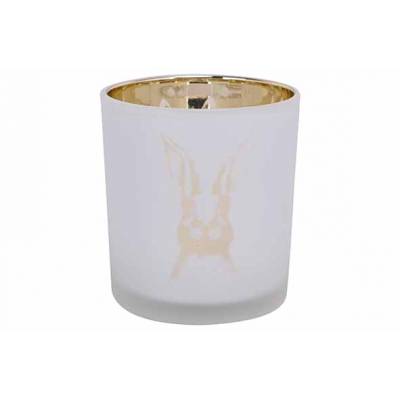 Bougeoir Bunny Blanc - Or  7x7xh8cm Verr E  Cosy @ Home