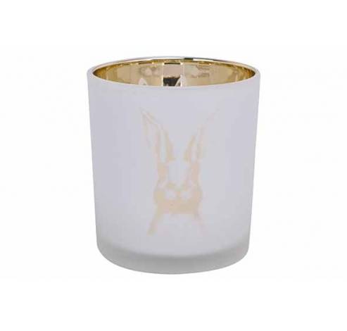 Theelichthouder Bunny Wit - Goud 7x7xh8c M Glas  Cosy @ Home