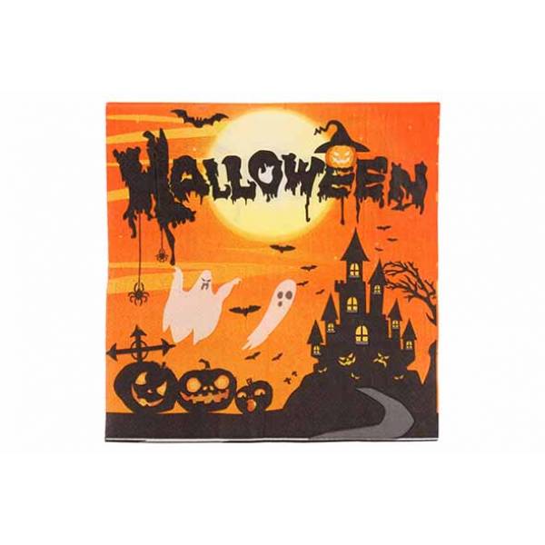 Cosy @ Home Servetten Set12 Halloween Zwart Oranje  33x33cm Papier