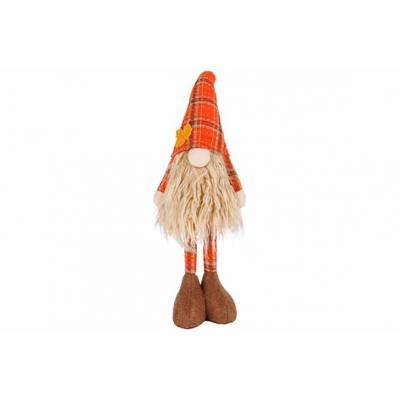 Kabouter Checkers Standing Oranje 19x15x H58cm Textiel  Cosy @ Home