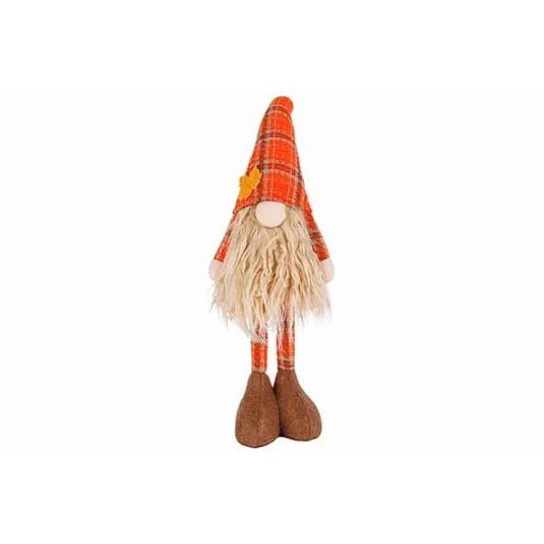 Cosy @ Home Kabouter Checkers Standing Oranje 19x15x H58cm Textiel