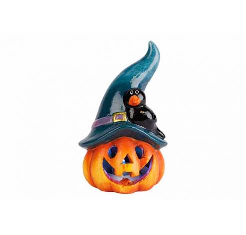 Tete Citrouille Witch Hat Led Incl2xlr44  Batt Orange 9x9xh15cm Ceramique  Cosy @ Home