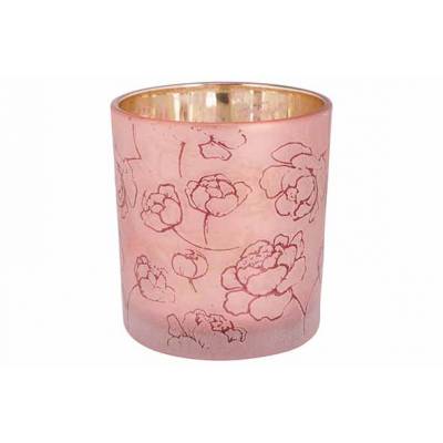 Bougeoir Roses Rose 7x7xh8cm Verre   Cosy @ Home