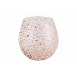 Theelichthouder Bubbly Transparant 10x10 Xh10cm Rond Glas 