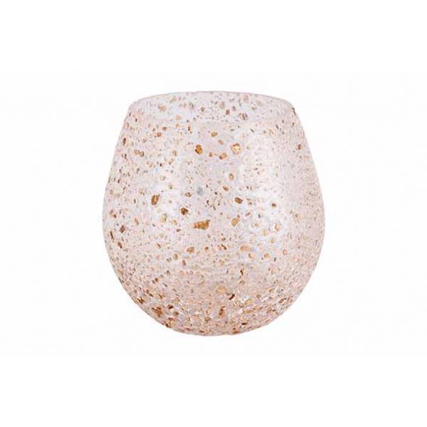 Theelichthouder Bubbly Transparant 10x10 Xh10cm Rond Glas 