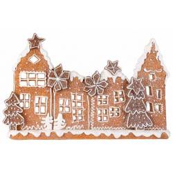 Theelichthouder Cookie Houses Bruin 29x9 Xh17cm Polyresin 