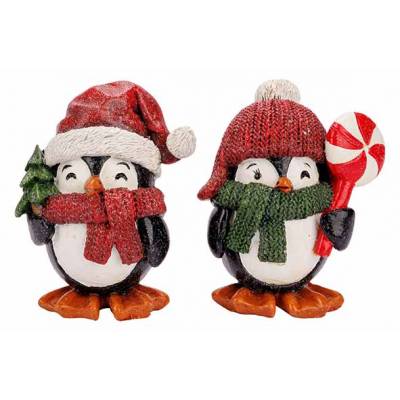 Pinguin 2ass Rood Wit 8x7xh10cm Polyresi N  Cosy @ Home