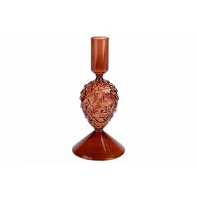 Bougeoir Pinecone Brun 8x8xh17cm Verre   Cosy @ Home
