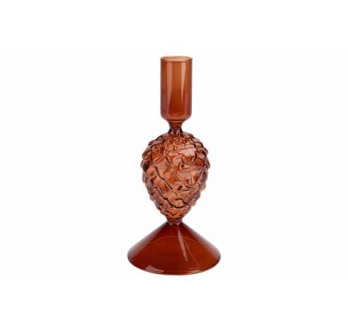 Bougeoir Pinecone Brun 8x8xh17cm Verre   Cosy @ Home