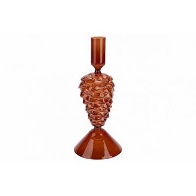 Bougeoir Pinecone Brun 9x9xh20cm Verre   Cosy @ Home