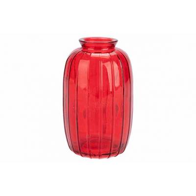 Vaas Rood 7x7xh12cm Rond Glas   Cosy @ Home