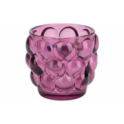 Theelichthouder Bubble Paars 8x8xh7cm Ro Nd Glas  Cosy @ Home