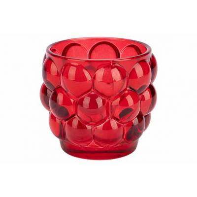 Theelichthouder Bubble Rood 8x8xh7cm Ron D Glas  Cosy @ Home