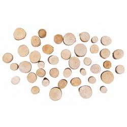 Strooideco Wood Disk In Net 250gr Natuur  15x15xh6cm Rond Hout 