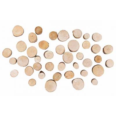 Strooideco Wood Disk In Net 250gr Natuur  15x15xh6cm Rond Hout  Cosy @ Home
