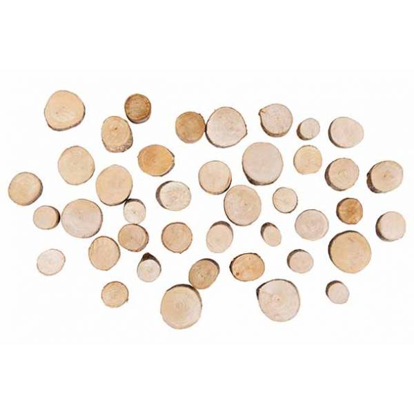 Strooideco Wood Disk In Net 250gr Natuur  15x15xh6cm Rond Hout 