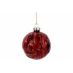 Cosy @ Home Kerstbal Marble Donkerrood D8cm Glas  