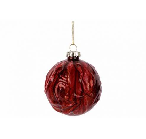 Kerstbal Marble Donkerrood D8cm Glas   Cosy @ Home