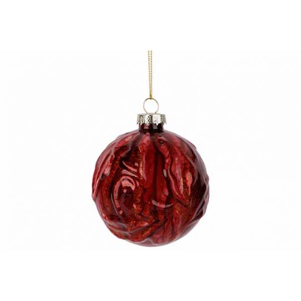 Cosy @ Home Kerstbal Marble Donkerrood D8cm Glas 