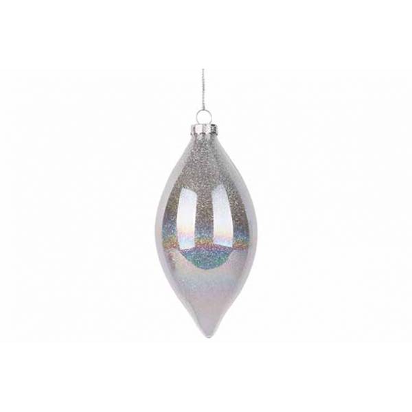 Hanger Shiny Drop Zilver 6x6xh13cm Glas  