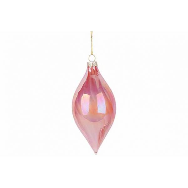 Hanger Swirl Drop Roze 6x6xh14cm Glas  