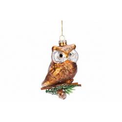 Hanger Owl Bruin 8x6xh11cm Glas  