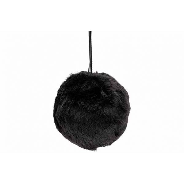 Kerstbal Fur Zwart 10x10xh10cm Rond Foam  