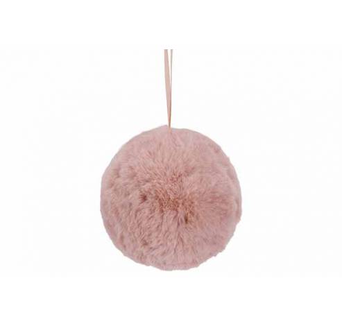 Kerstbal Fur Roze 10x10xh10cm Rond   Cosy @ Home