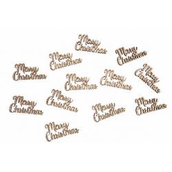 Cosy @ Home Strooideco Set12 Merry Christmas Champag Ne 9x2xh12cm Hout 
