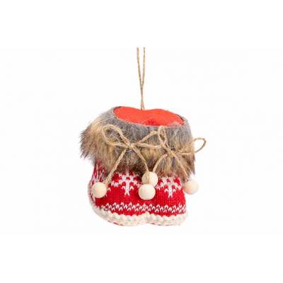 Hanger Boots Rood Wit 8x8xh7,5cm Textiel   Cosy @ Home