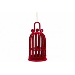 Hanger Bird Cage Flocked Bordeaux  6x6xh13cm Kunststof 