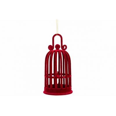 Hanger Bird Cage Flocked Bordeaux  6x6xh13cm Kunststof  Cosy @ Home