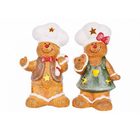 Figuur Coockie 2ass Bruin 11x7xh18cm Ker Amiek Incl 2 Lr44 Batt  Cosy @ Home