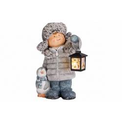 Cosy @ Home Enfant With Led Lantern Gris 27x21xh42cm  Ceramique Excl 3 Piles Aaa 