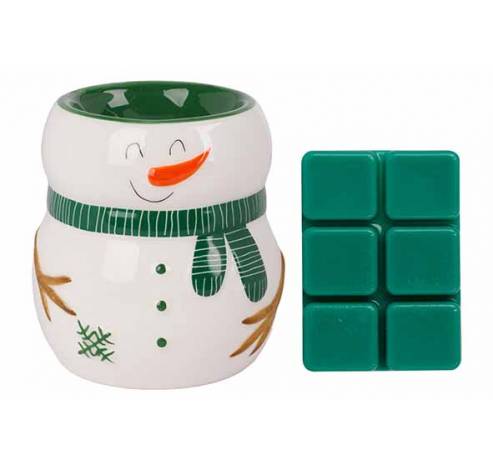 Wax Melt Giftset Snowman Mistletoe Vert 8x8xh9cm Ceramique  Cosy @ Home