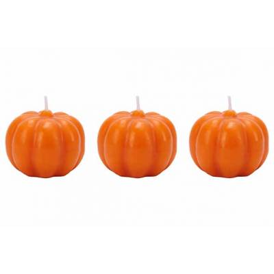 Kaars Set3 Pumpkin Oranje 6x6xh5cm   Cosy @ Home