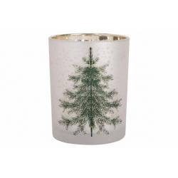 Cosy @ Home Bougeoir Green Tree Blanc Or  10x10xh12, 5cm Verre 