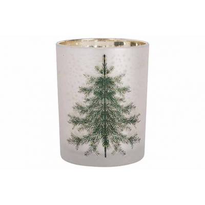 Theelichthouder Green Tree Wit Goud 10x1 0xh12,5cm Glas  Cosy @ Home
