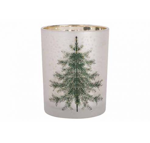 Bougeoir Green Tree Blanc Or  10x10xh12, 5cm Verre  Cosy @ Home