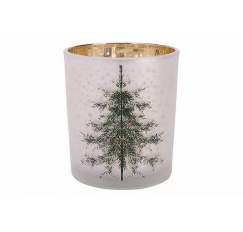 Bougeoir Green Tree Blanc Or  9x9xh10cm Verre  Cosy @ Home