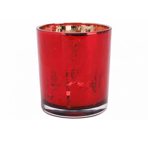 Theelichthouder Trees Rood 7x7xh8cm Glas   Cosy @ Home