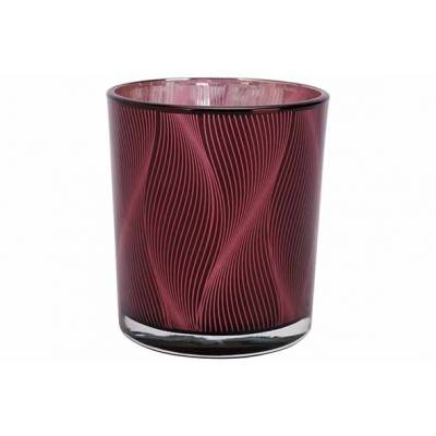 Theelichthouder Waves Bordeaux 9x9xh10cm  Glas  Cosy @ Home