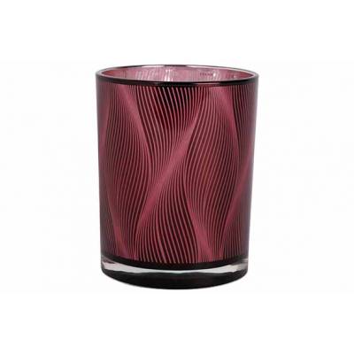 Theelichthouder Waves Bordeaux 10x10xh12 ,5cm Glas  Cosy @ Home