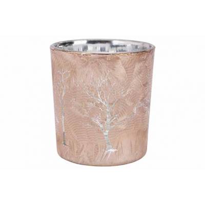 Theelichthouder Brushed Trees Champagne 7x7xh8cm Glas  Cosy @ Home