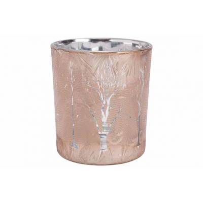 Theelichthouder Brushed Trees Champagne 9x9xh10cm Glas  Cosy @ Home