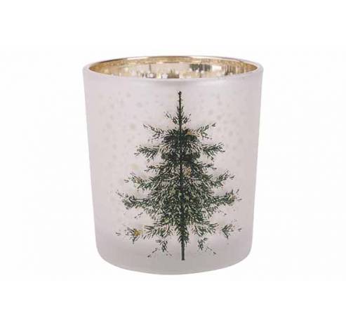 Bougeoir Green Tree Blanc Or  7x7xh8cm V Erre  Cosy @ Home