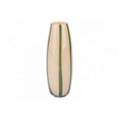 Vase Green Stripe Creme 11x11xh30cm Verr E 