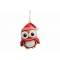 Hanger Owl With Hat Rood Wit 9x12xh,3cm Hout 