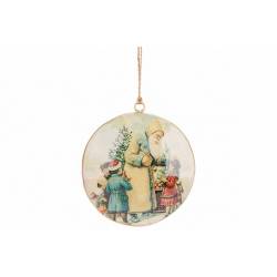 Hanger Vintage Santa Ball Creme 10x1xh10 Cm Ijzer 