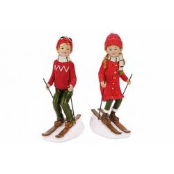 Skier 2ass Rood 12x8xh22cm Polyresin  